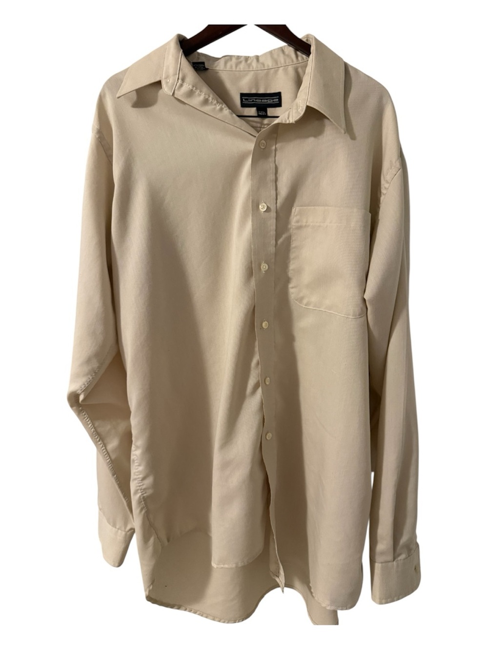 Lineage Mushroom Taupe Dress Shirt 17.5 36/37 Wrinkle Resistant